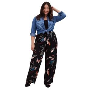 Torrid tropical print pull on gauze wide leg pants NWT 1x resort vacation beach